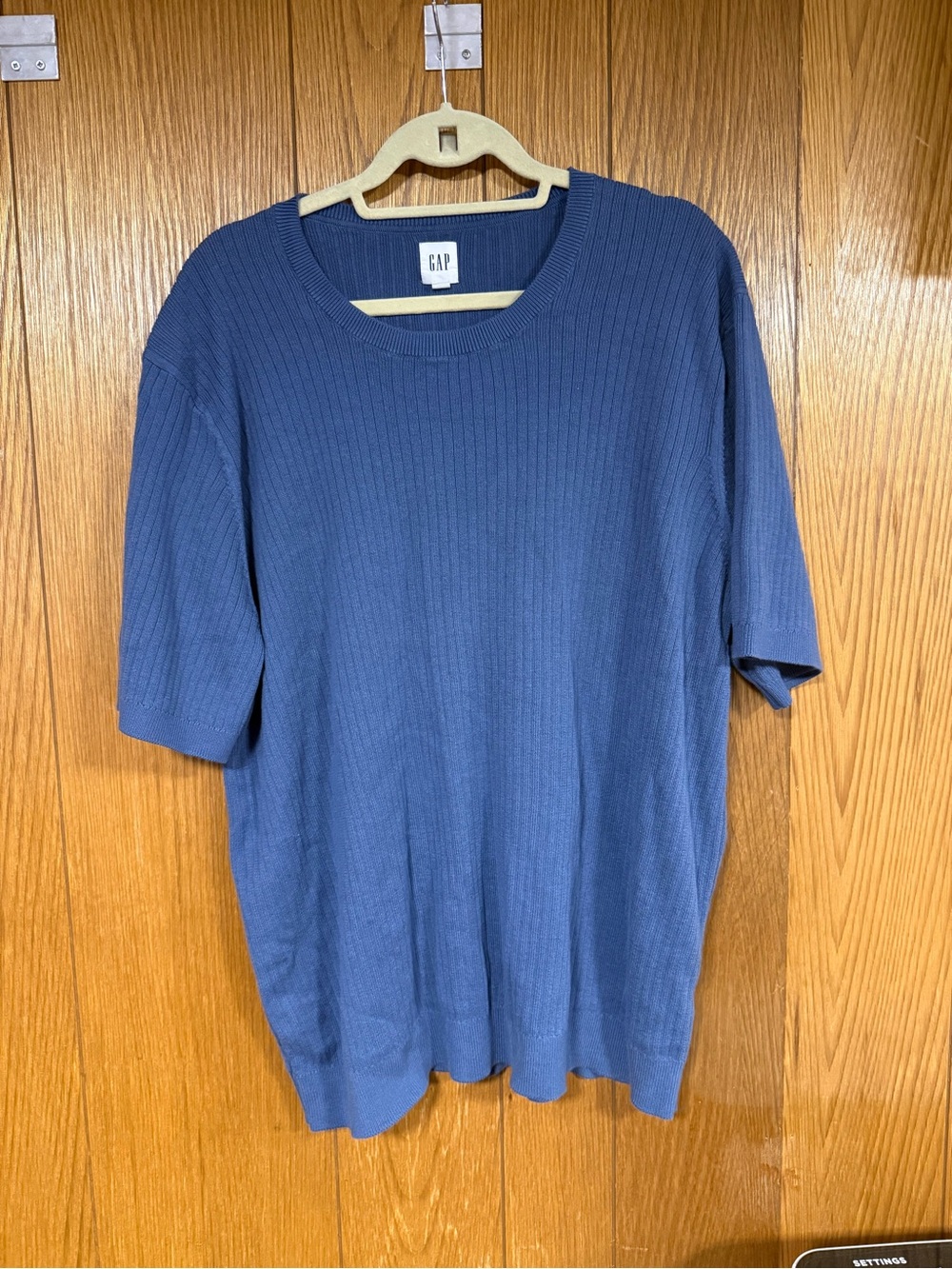 GAP Men's Slate Blue Ribbed Short-Sleeve Knit Tee